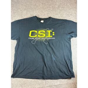 Vintage CSI Crime Scene Investigation Graphic T-Shirt Mens XL Blue TV Shows Y2K